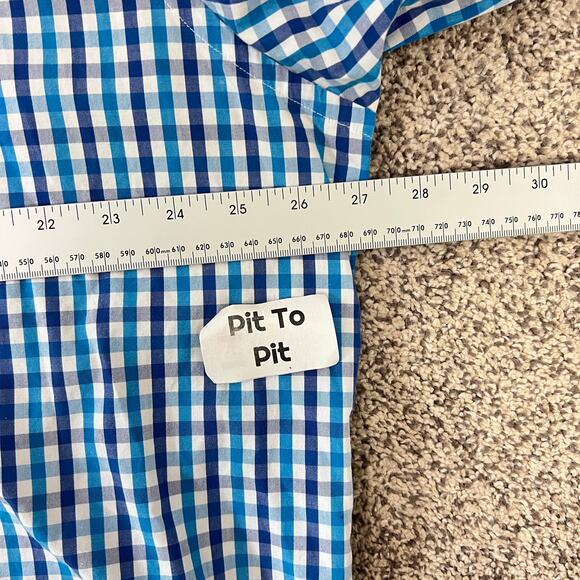 UNTUCKit Mens 3XL Blue Gingham Check 100% Cotton Office Career Work Button Shirt - Picture 5 of 8